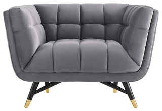 Adept Upholstered Velvet Armchair, Gray
