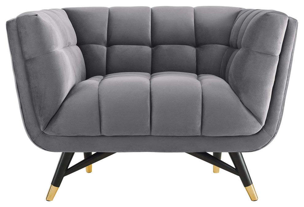 Adept Upholstered Velvet Armchair, Gray