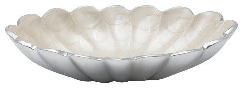 Peony 8" Oval Bowl, Snow