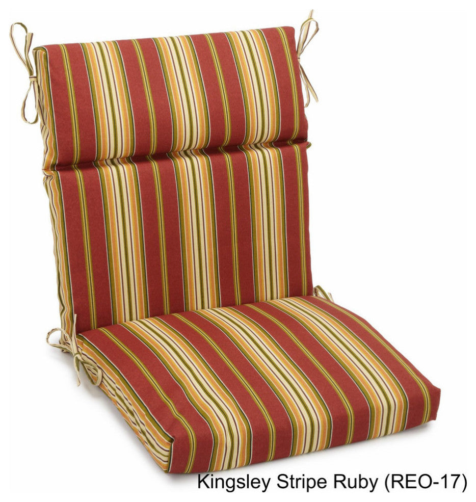 22"x45" Spun Polyester Squared Seat/Back Chair Cushion, Kingsley Stripe Ruby