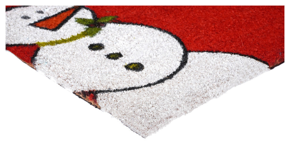 Calloway Mills Red Winter Snowman Doormat, 24" X 36"