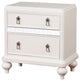 Mirror Trim Accented Solid Wood Night Stand With Felt-Lined Drawers, White