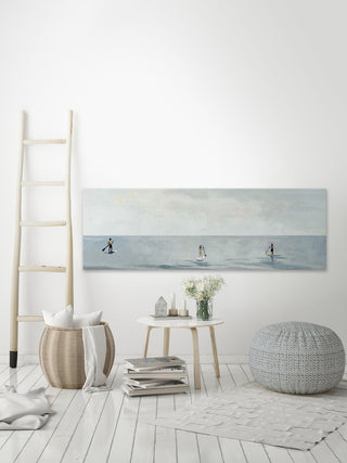"Serene Paddle Boarding" Painting Print on Wrapped Canvas, 30"x10"
