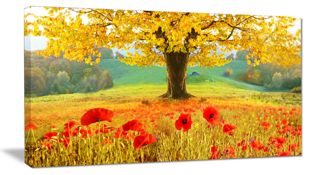 Beautiful Autumn Yellow Tree, Floral Canvas Art Print, 40x20