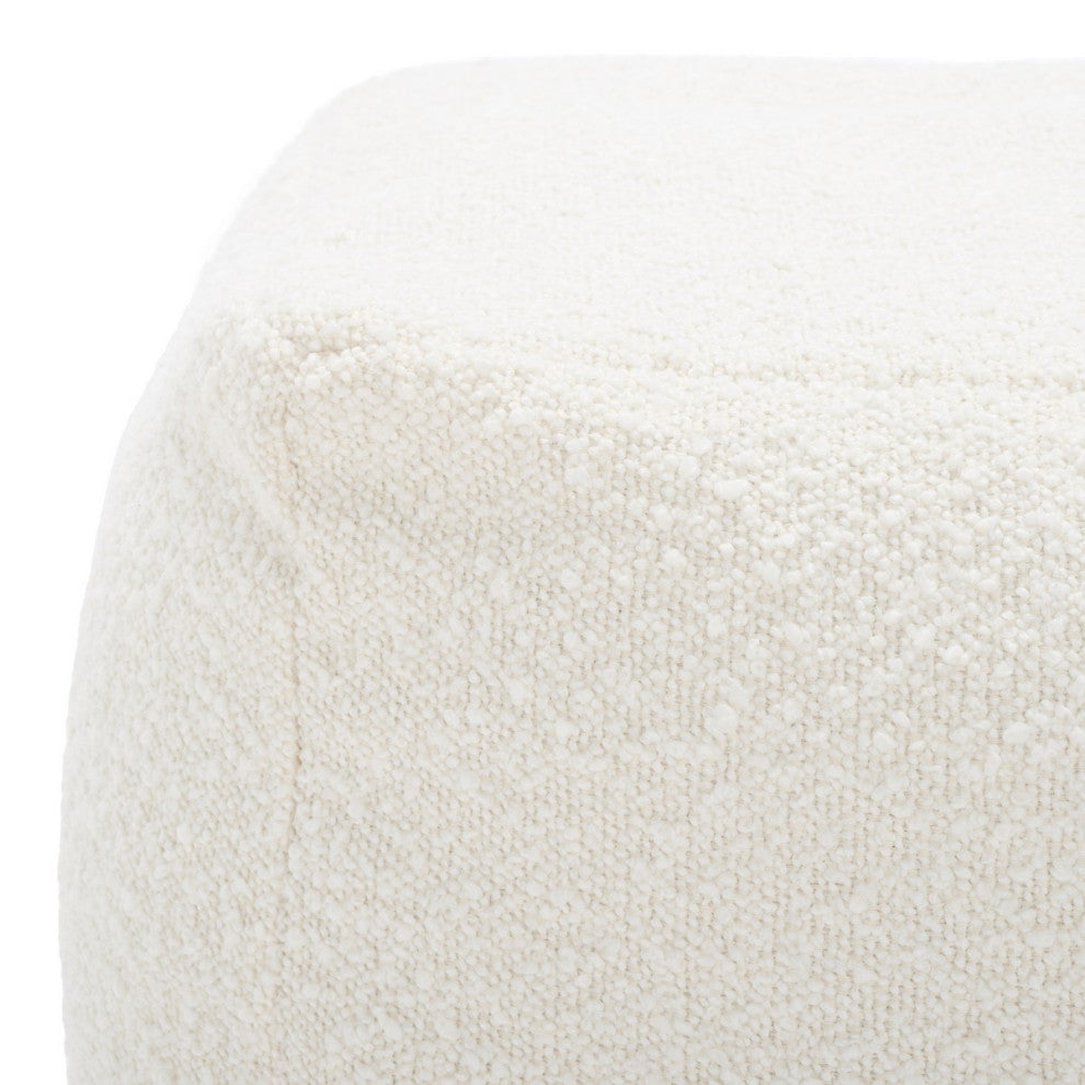 Safavieh Couture Samuels Boucle Pouf, Ivory
