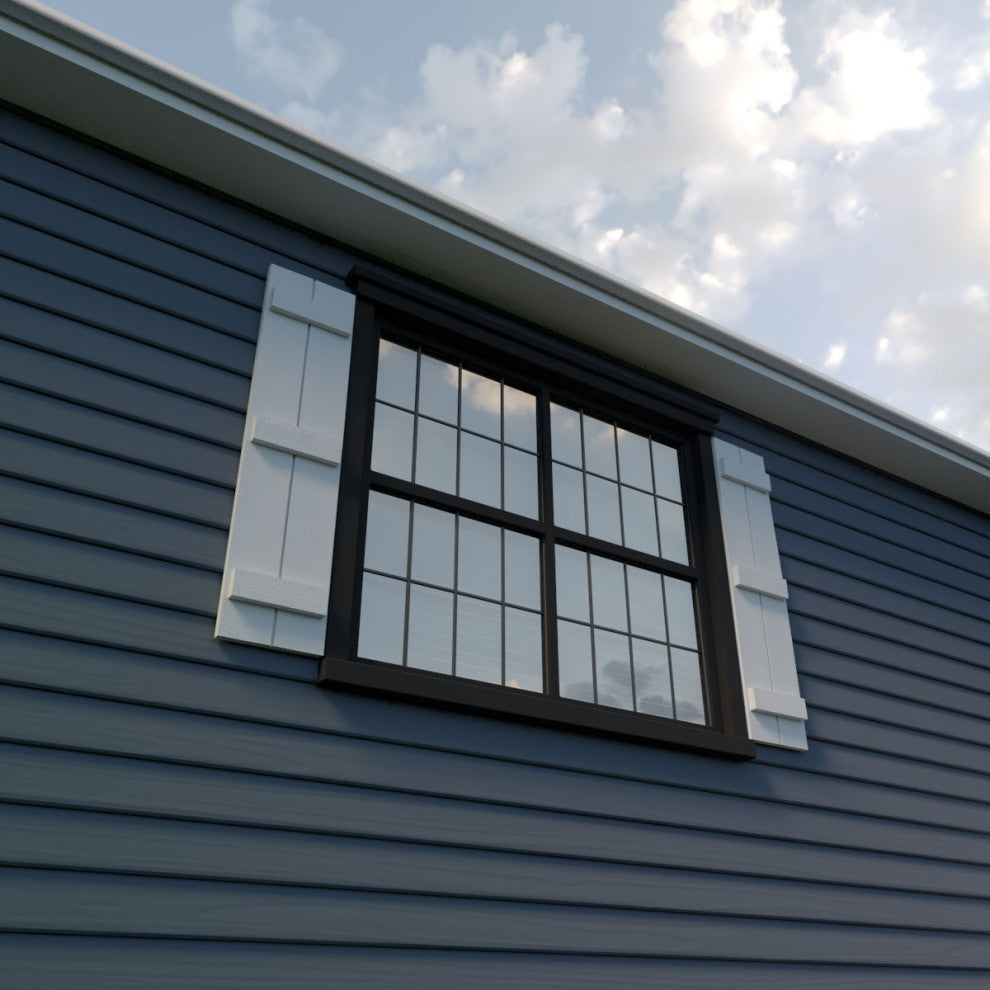 Rustic 2 Board Joined B-N-B Faux Wood Shutters, Rough Cedar, 11x74"