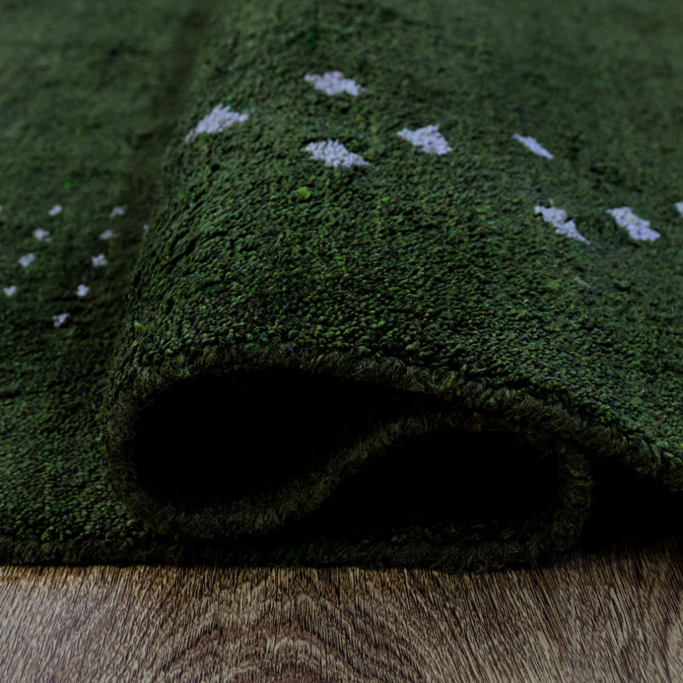 HAND KNOTTED LOOM SILK ECO-FRIENDLY AREA RUG -5'x8',Rectangle,Green,Contemporary