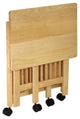 Modern 3-Shelf Folding Wood Printer Stand Cart, Natural With Lockable Casters