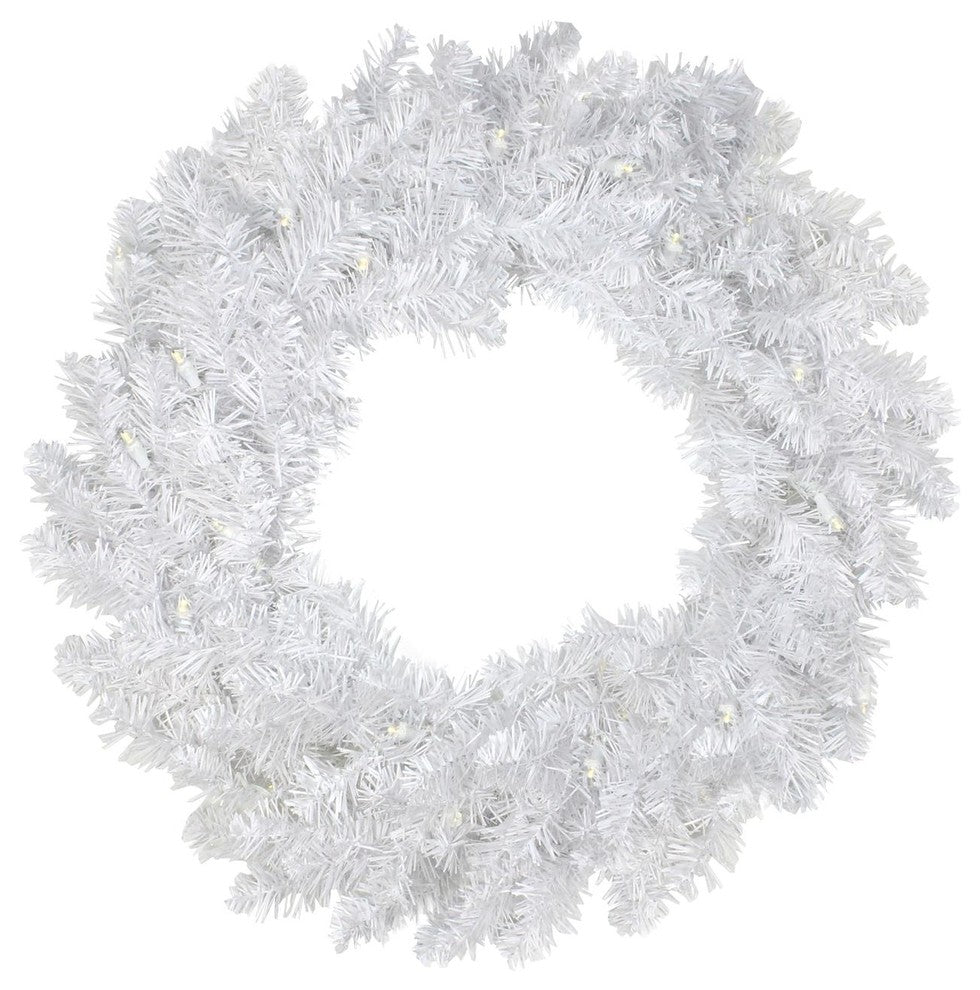 24" Pre-Lit LED White Pine Artificial Christmas Wreath Candlelight Lights