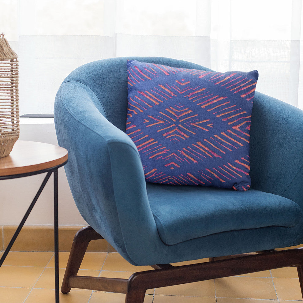 Plutus Blue Hypno Abstract Luxury Throw Pillow, 22"x22"