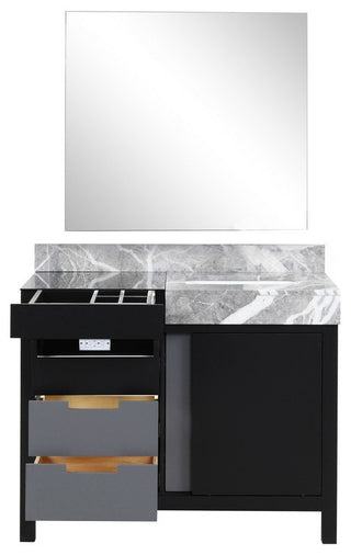 Zilara 42" Black and Grey Vanity, 34" Frameless Mirror