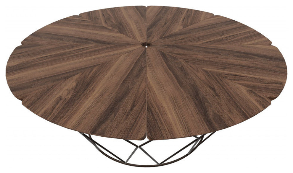 20" Mod Geo Wedges Brown and Black Wood and Iron End Table