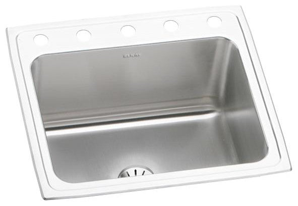 DLR252210PD5 Lustertone Classic Stainless Steel 25" Sink Perfect Drain 5 Holes