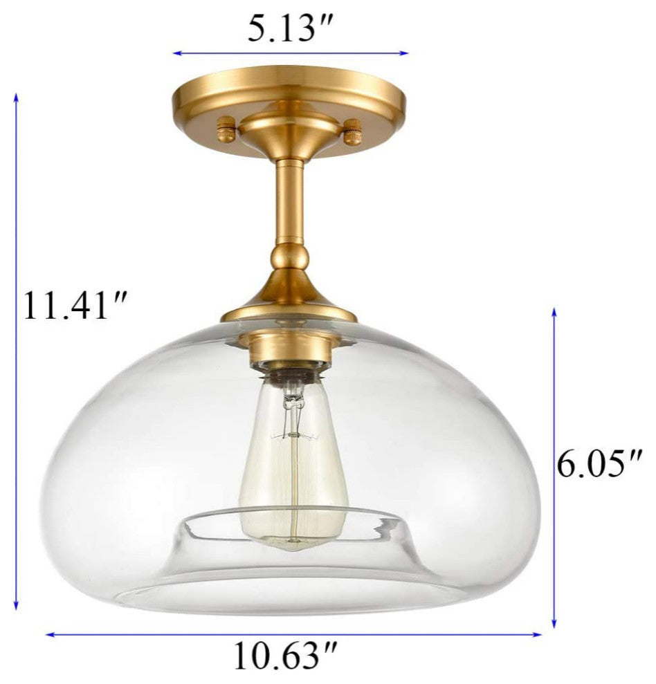 Mid Century Fluch Mount Light Fixture globe glass ceiling lamp with brass