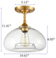 Mid Century Fluch Mount Light Fixture globe glass ceiling lamp with brass