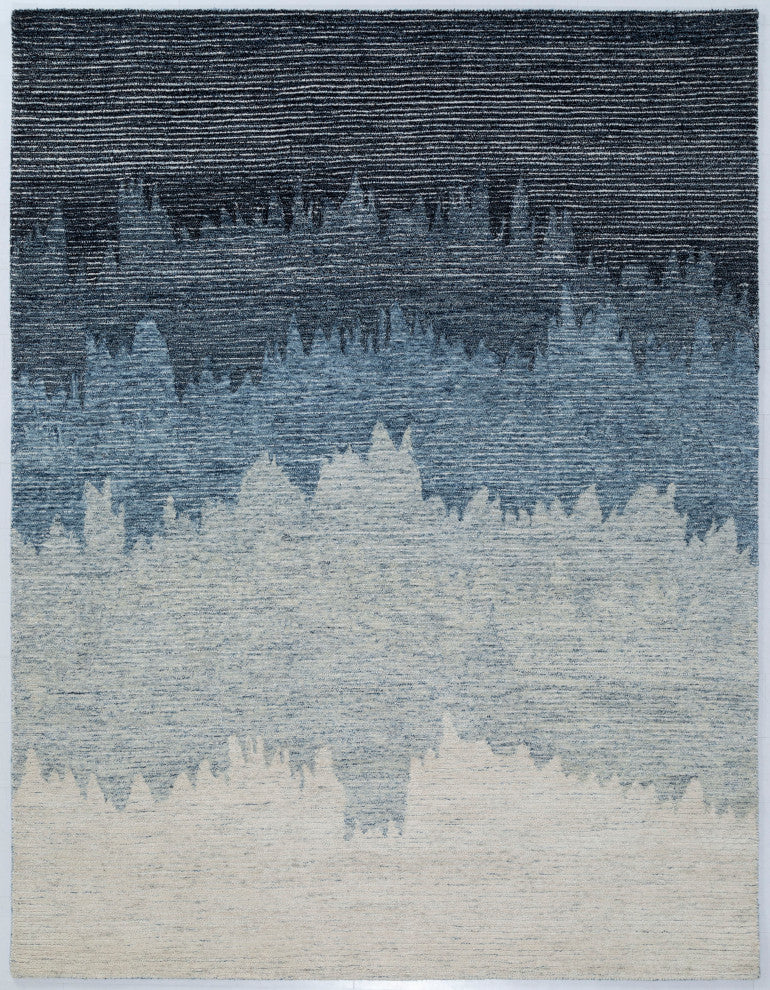 NuStory Surf Hand Tufted Abstract Area Rug in Blue, 7'6" X 9'6"