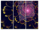 "Fractal Flower With Yellow Details" Digital Metal Wall Art, 3 Panels, 36"x28"