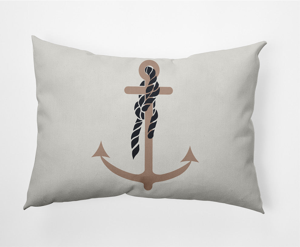 14x20" Anchor and Rope Nautical Decorative Indoor Pillow, Mauve