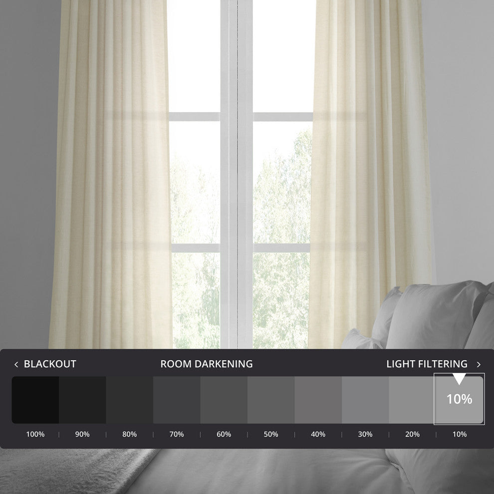 Birch Linen Sheer Curtain Single Panel, 50"x120"