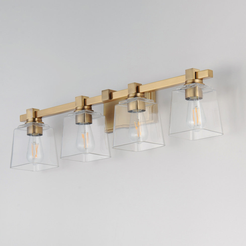 Maxim 21384 Cubos 4 Light 8" Tall Wall Sconce - Natural Aged Brass