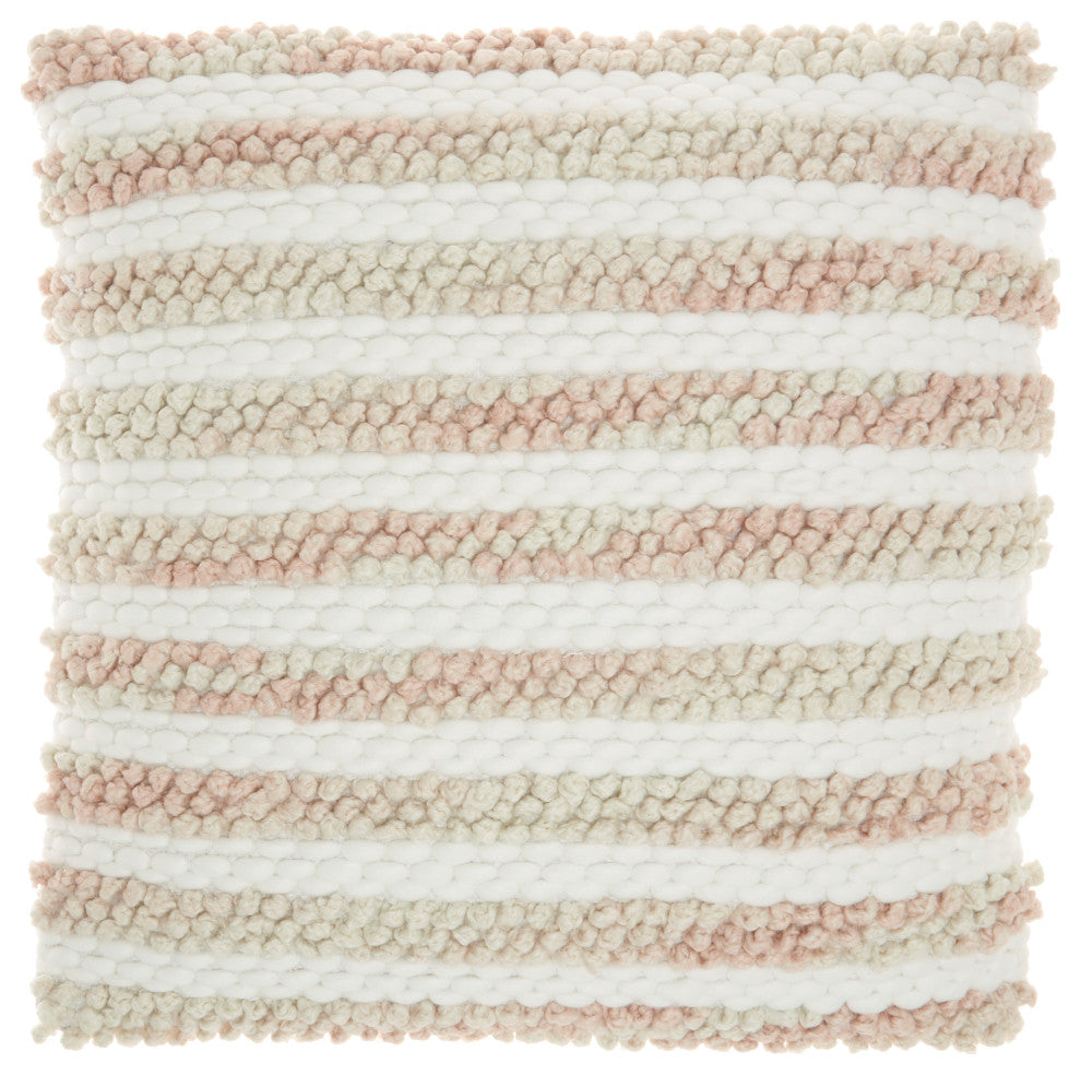Nourison Home 20"x20" Mina Victory Ombre Woven Stripes Blush Throw Pillows
