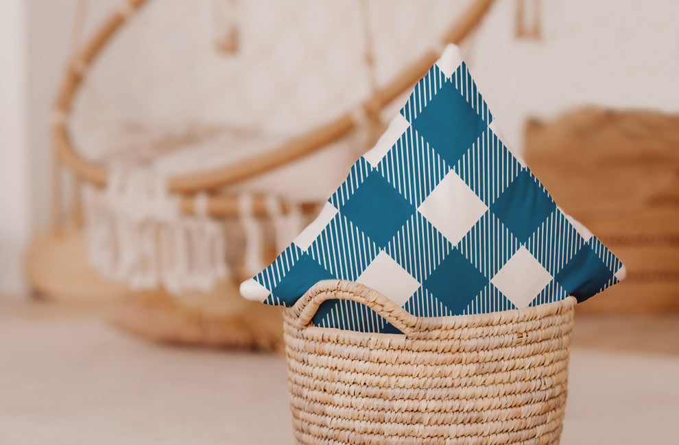 Buffalo Plaid Indoor/Outdoor Throw Pillow, Unreal Teal, 18"x18"