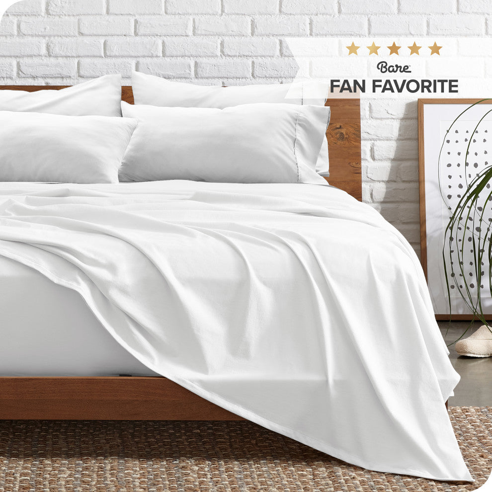 Bare Home 7-Piece Microfiber Sheet Set, Cool White, Split Cal King