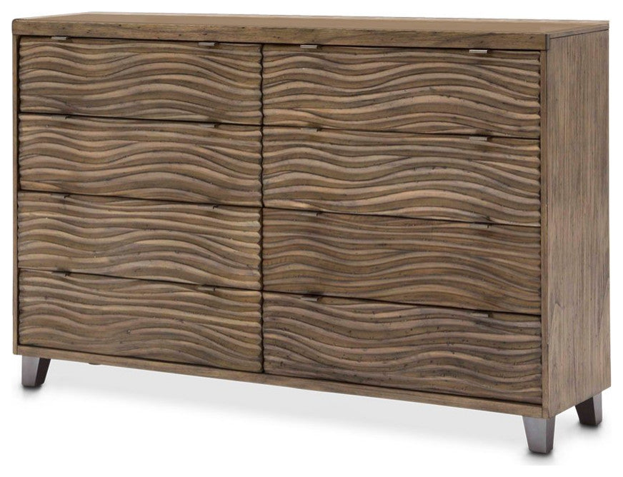 Aico Amini Del Mar Sound 5 PC E King Panel Bed Set w Chest in Boardwalk