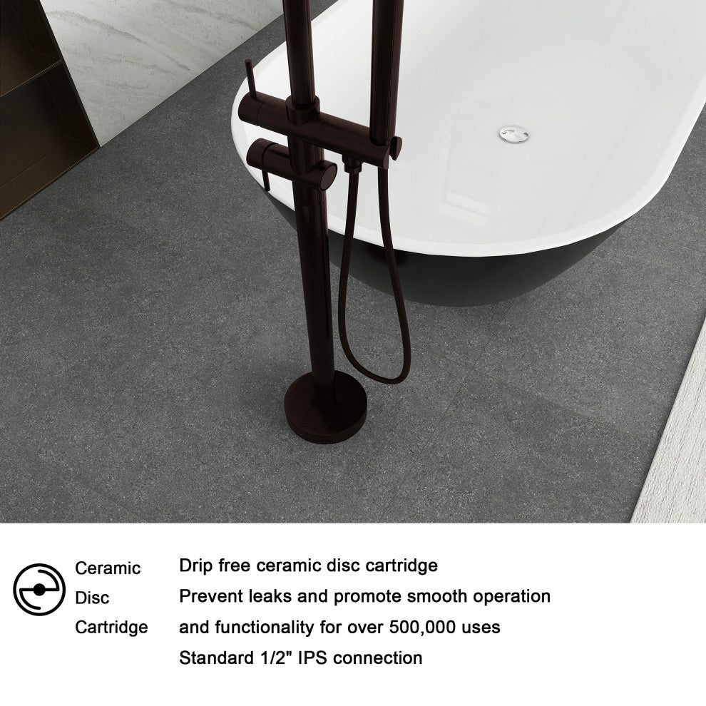 Freestanding Double Handle Clawfoot Tub Faucet, Brown