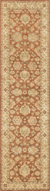 Hand Knotted Vegetable Dyed Wool Majestic Area Rug, Rust/Ivory, 2'6"x24'