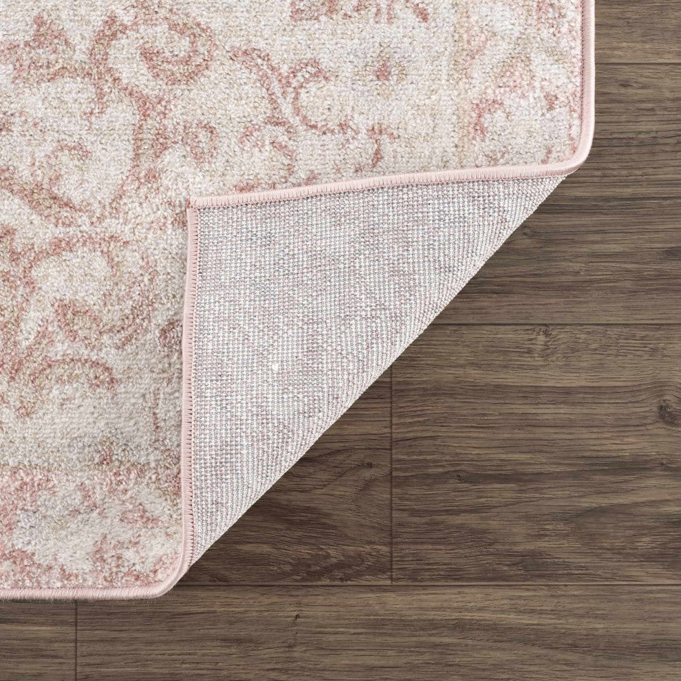 Hauteloom Snead Area Rug, Pale Pink/Plum/Peach, 3'11"x5'7"