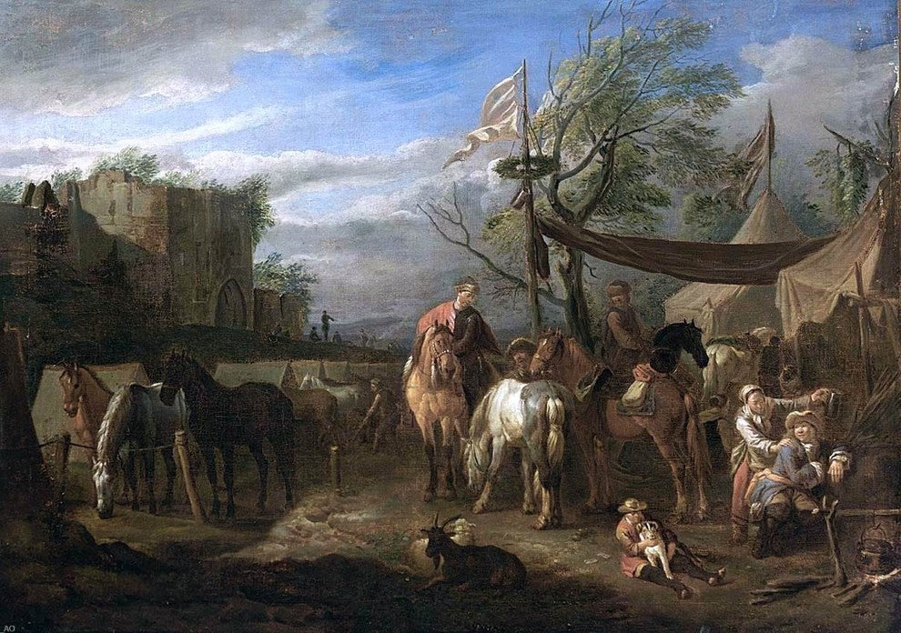 Pieter Van Bloemen Riders Resting at a Military Encampment Wall Decal