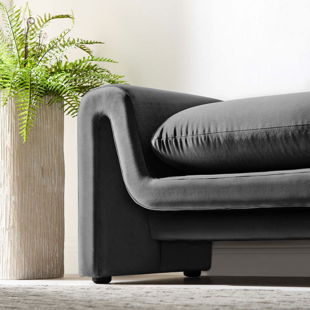 Waverly Performance Velvet Bench - Gray