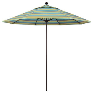 9' Venture Series Patio Umbrella With Sunbrella 2A Astoria Lagoon Fabric, Bronze