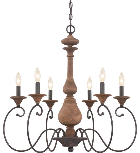 Auburn 6-Light Chandelier, Rustic Black