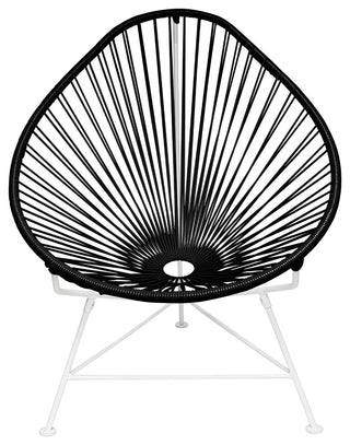 Acapulco Indoor/Outdoor Handmade Lounge Chair, Black Weave, White Frame