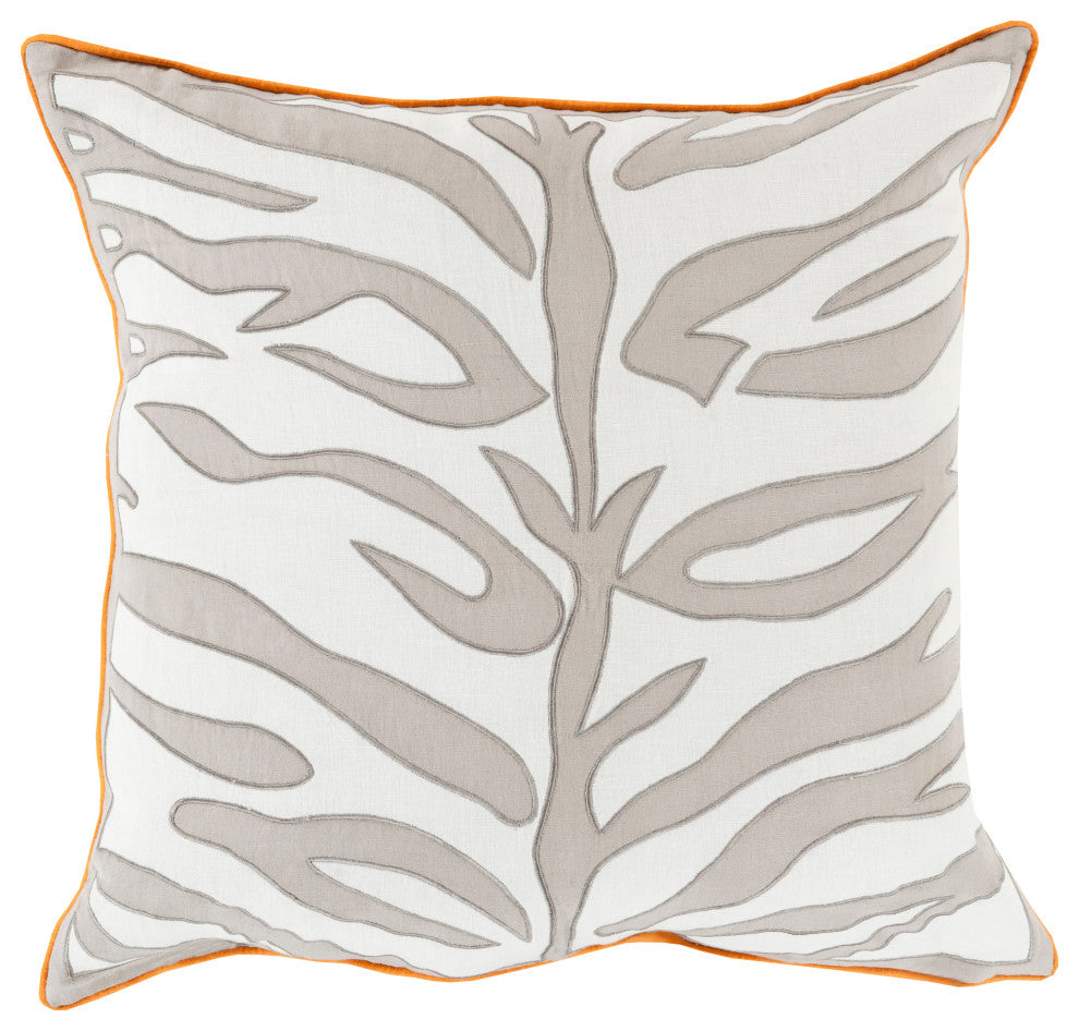 Surya Valentina VAL-001 18"x18" Pillow Kit, Ivory/Taupe/Bright Orange