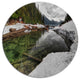 Crystal Clear Lake With Pine Trees, Landscape Art Round Wall Art, 36"