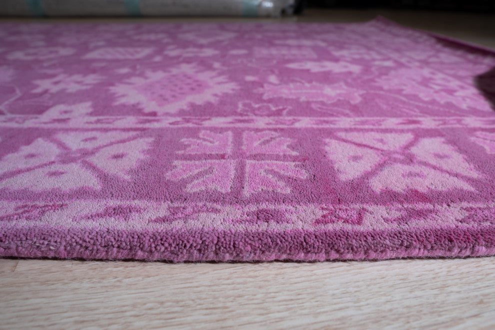 EORC Pink Hand-Tufted Wool Overdyed Rug, 7'9x9'9