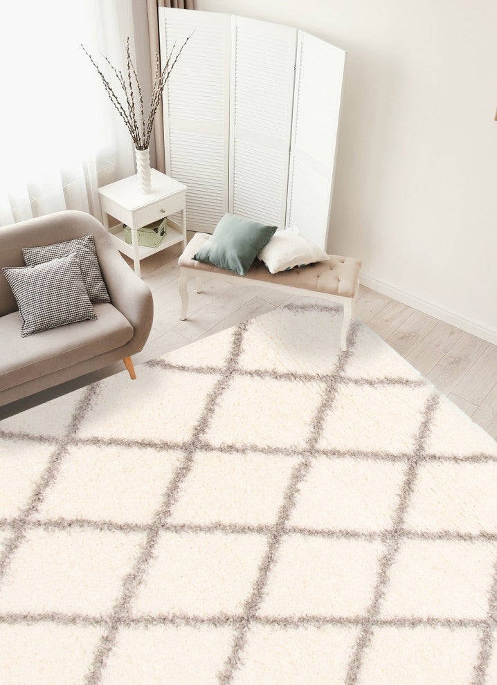 eCarpetGallery Shag Area Rug, Ivory, 6'7" x 9'6"