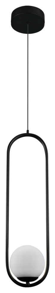 7" ETL Certified Integrated LED Pendant Lighting Fixture With Glass Shade, Black