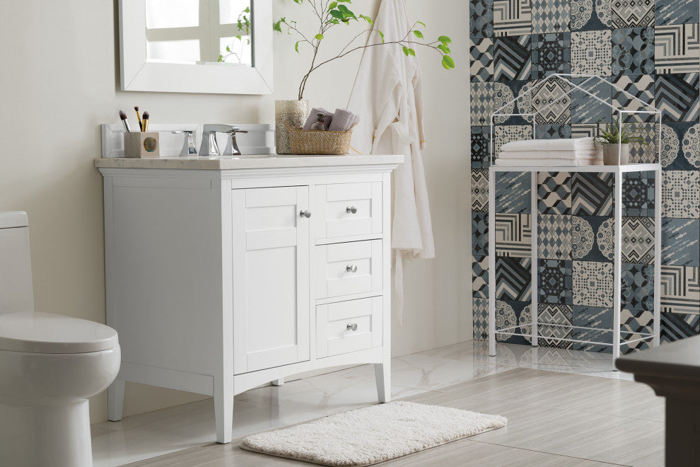 James Martin 527-V36-BW-3AF 36" Single Vanity with 3 CM Solid Surface Top