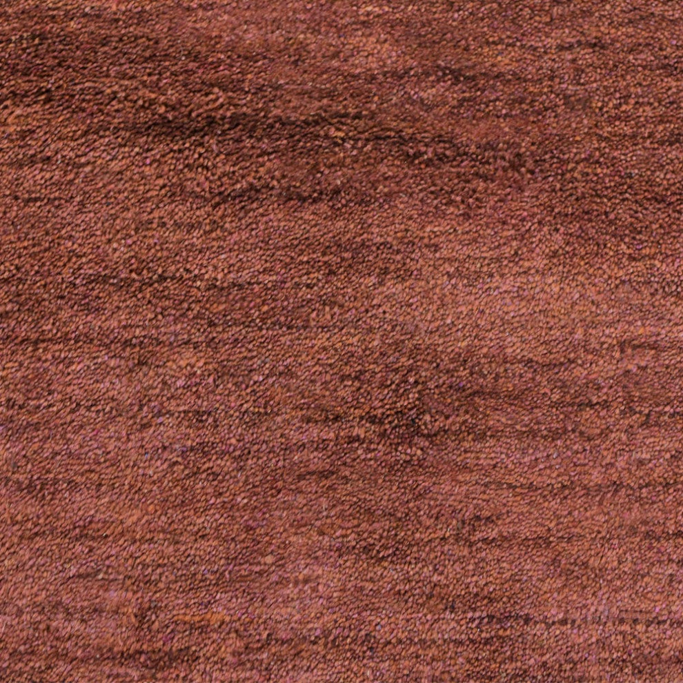 Hand Knotted Loom Silk Mix Area Rug Solid Dark Orange