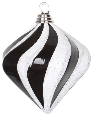 Candy Glitter Swirl Diamond Ornament, 6", Black, White