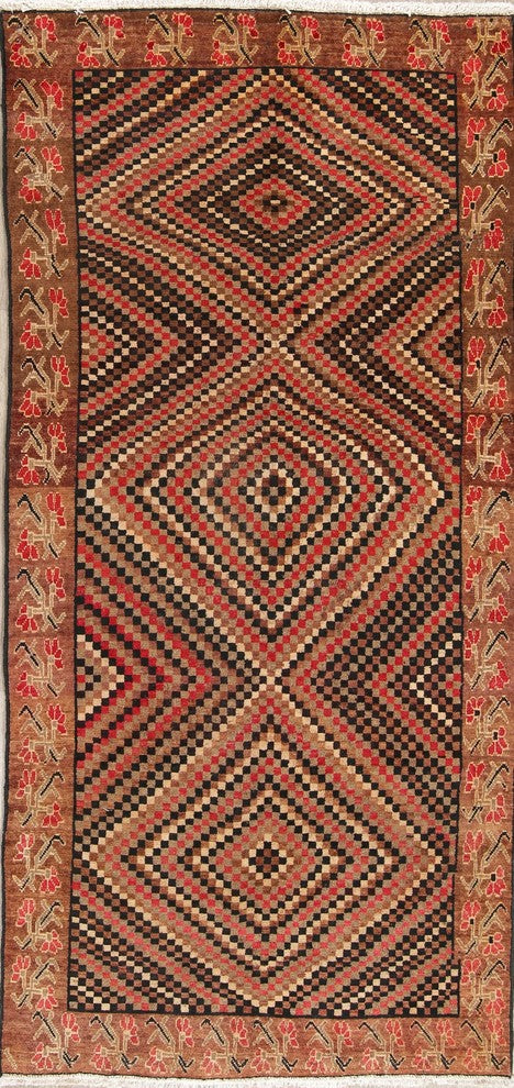 Consigned, Handmade Persian Worn Out Oriental Wool Vintage Area Rug, 9'3"X4'7"