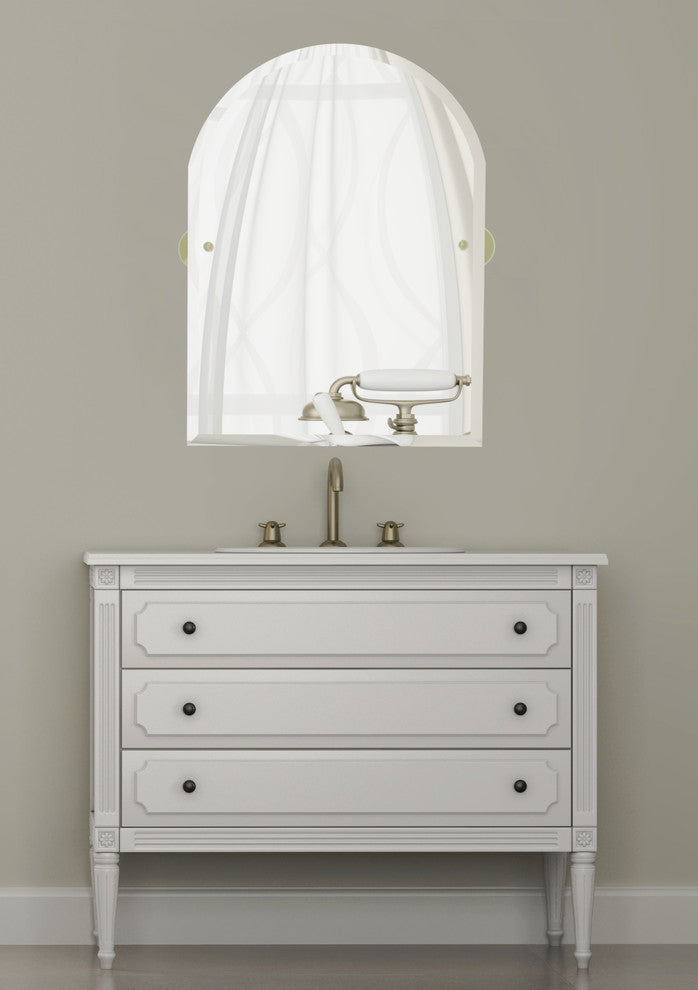 Frameless Arched Top Beveled Edge Tilt Mirror, Polished Brass
