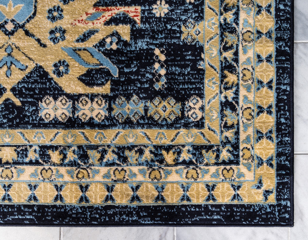 Unique Loom Navy Blue Oasis Taftan 5' 0 x 8' 0 Area Rug