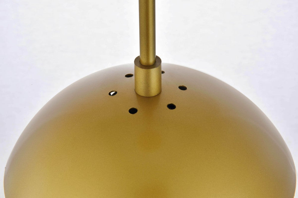 Midcentury Modern Brass And Frosted White 3-Light Pendant