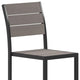 Finch Commercial Grade Stackable Patio Side Chair Chair with Arms, Gray