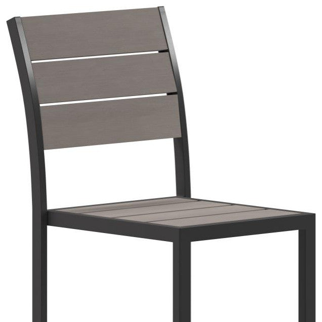 Finch Commercial Grade Stackable Patio Side Chair Chair with Arms, Gray